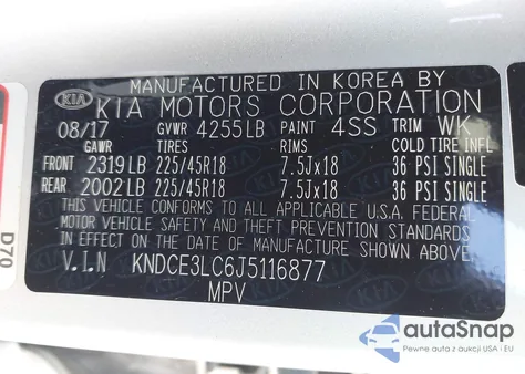 2018 Kia Niro Touring z USA, uszkodzony, nr VIN KNDCE3LC6J5116877